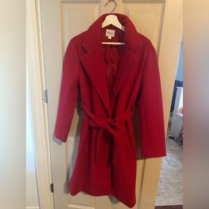 Nine West gorgeous red coat with tie belt